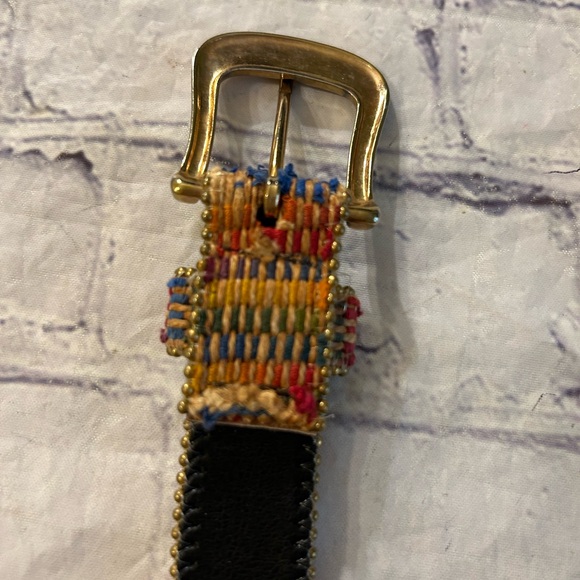 ELITE FRESNO CALIFORNIA COLORFUL FABRIC WITH COLORS STONES GOLD TONE BUCKLE - Picture 8 of 10